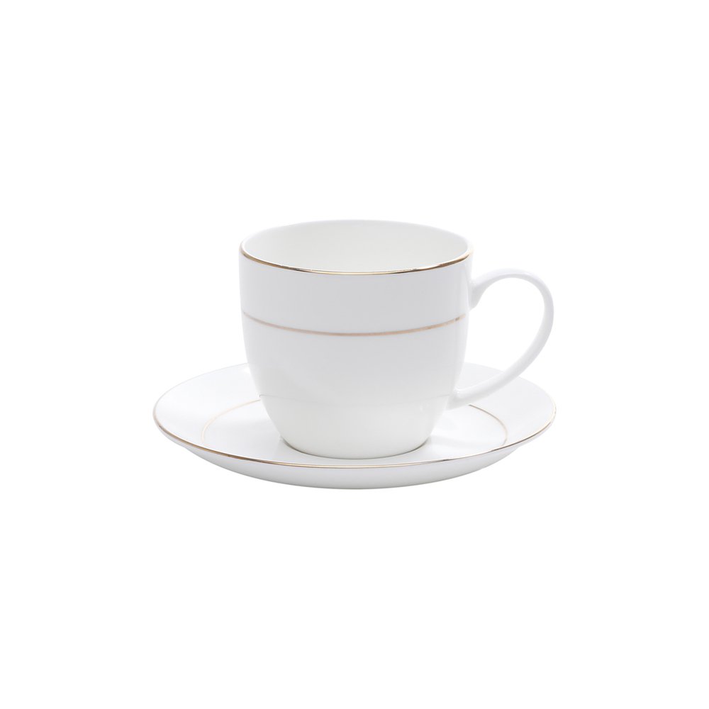 Aparelho de Jantar/chá e Café 42 Peças de Porcelana Branca C/filete Dourado Mônaco Wolff - 6