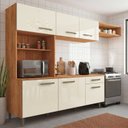 Ver imagem 1 de Cozinha Emilly 6 Portas 4 Gavetas c/Nichos Yescasa Bege/Cinamomo/Off White