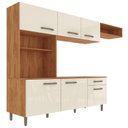 Ver imagem 2 de Cozinha Emilly 6 Portas 4 Gavetas c/Nichos Yescasa Bege/Cinamomo/Off White