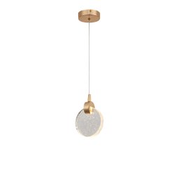 Pendente Lua Redondo De Cristal Vidro Com Bolhas Dourado Branco quente Dourado 3500K Original - 1