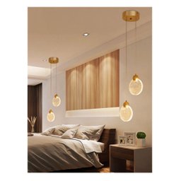 Pendente Lua Redondo De Cristal Vidro Com Bolhas Dourado Branco quente Dourado 3500K Original - 4