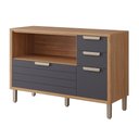 Ver imagem 2 de Balcão de Cozinha Eloise 120cm Freijó/titânio com Tampo Mdf - Mgm