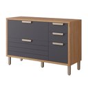 Ver imagem 1 de Balcão de Cozinha Eloise 120cm Freijó/titânio com Tampo Mdf - Mgm