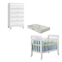 Ver imagem 1 de Berço Americano Lila com Colchão Gazin e Cômoda Gaveteiro Ternura Baby Branco Brilho - Incorplac