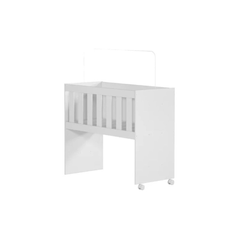 Mini Berço Chiquerinho com Colçhão 5 em 1 em Mdf Rubi:branco