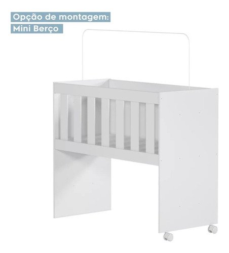 Mini Berço Chiquerinho com Colçhão 5 em 1 em Mdf Rubi:branco - 5