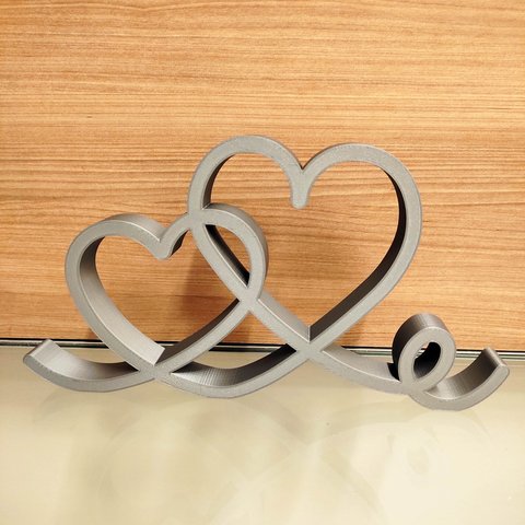 Estatueta Coração Romance 26cm - Decoração Casal Quarto Sala - Cor: Cinza