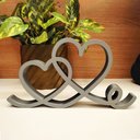 Ver imagem 2 de Estatueta Coração Romance 26cm - Decoração Casal Quarto Sala - Cor: Cinza