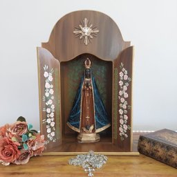 Oratório Capela para Imagens de até 33cm - Marrom - Coleção Congonhas - 2