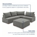 Ver mais imagens de Sofá de Canto Modulado com Puff e Base Madeira Maciça 270CMX220CM Lisboa