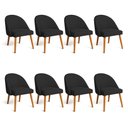 Ver imagem 1 de Kit 08 Cadeiras Poltrona de Jantar Luna Suede Preto Pés Palito Castanho - Pallazio