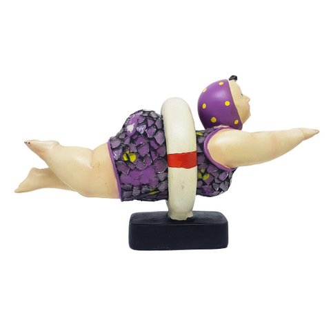 Escultura Banhista Resina Maiô Mosaico Boia Natação Premium