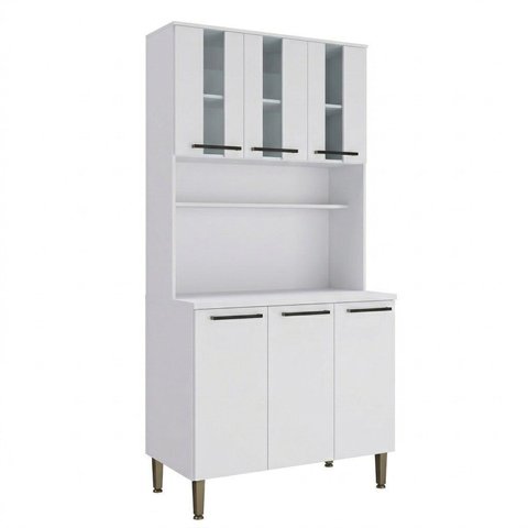 Armário para Cozinha 6 Portas 93cm Atraente Branco