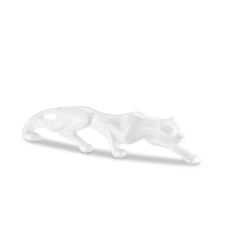 Escultura Estátua Decorativa Pantera Ataque Sala de Estar 22cm:branco Brilho