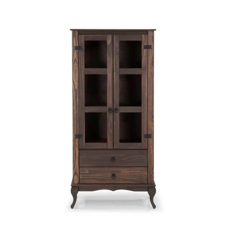 Cristaleira com 2 Portas de Vidro D112 - (Imbuia)