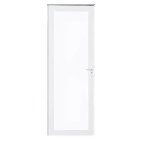 Porta de Alumínio Branco com Vidro Inteiro 8mm Cmc Linha Elegance- 2.10 (a) X 0.80 (l)-lado Esquerdo