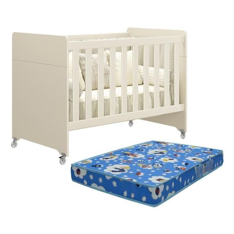 Berço Evolution 4 em 1 Areia Fosco com Colchão Baby Physical - Reller Móveis Areia Fosco