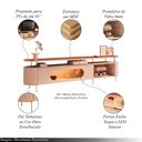 Ver imagem 4 de Conjunto Painel C/led Nobre e Bancada Ária Tv até 85 Polegadas Off White/castanho G26 - Hb Móveis