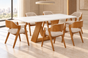 Ver imagem 1 de Sala de Jantar 6 Cadeiras Mesa 2,20x1,10 Europa - Imperial:Linho Bege