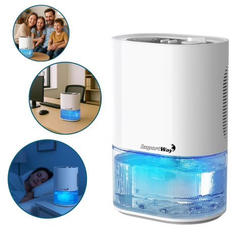 Desumidificador Antimofo Secar Ar Elétrico 2000ml Led Lâmpada Ambiente 7 Cores Branco Importway