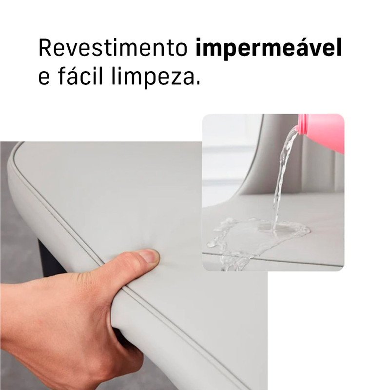 Kit 2 Cadeiras Ergonômica Impermeável Escritório Fixa Palito Cor:cinza - 8