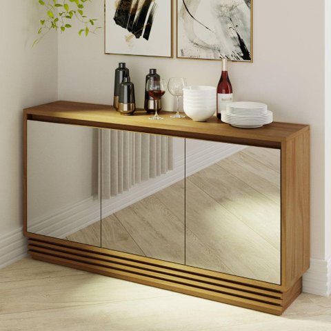 Buffet Ammo com 3 Portas e Espelhos - Natural