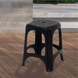 Banqueta Preta Banco Tramontina em Plástico 100Kg Portátil Empilhável Compacto Niterói ECO - 7