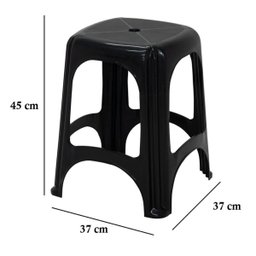 Banqueta Preta Banco Tramontina em Plástico 100Kg Portátil Empilhável Compacto Niterói ECO - 3