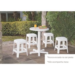 Banqueta Preta Banco Tramontina em Plástico 100Kg Portátil Empilhável Compacto Niterói ECO - 2