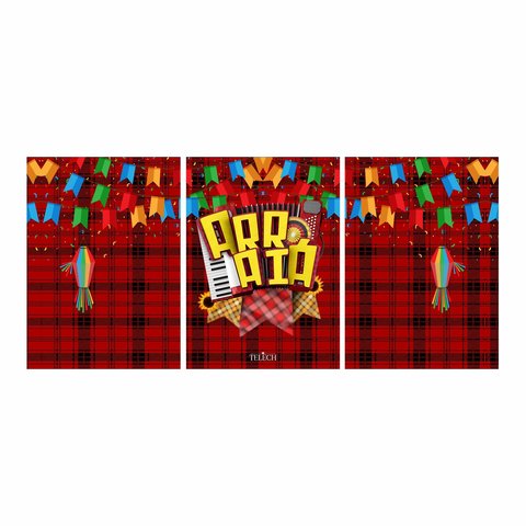 Kit 3 Quadro Decorativo Festa Junina Família São João Est4 28x20
