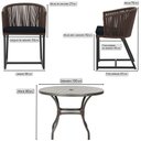 Ver imagem 2 de Mesa com 4 Cadeiras de Jantar Roma 100cm e Noronha em Aluminío Preto Corda Nautica Estofado 12 Trama