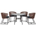 Ver imagem 1 de Mesa com 4 Cadeiras de Jantar Roma 100cm e Noronha em Aluminío Preto Corda Nautica Estofado 12 Trama
