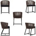 Ver imagem 5 de Mesa com 4 Cadeiras de Jantar Roma 100cm e Noronha em Aluminío Preto Corda Nautica Estofado 12 Trama