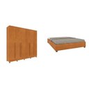 Ver imagem 1 de Conjunto Guarda Roupa Casal 6 Portas 8 Gavetas Puxador MDF com Pés Portugal e Cama Casal Monaco Bege