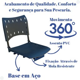 Cadeira para Barco Giratória Prática Dobrável Preta - 2