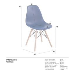Kit 2 Cadeiras Charles Eames Azul Bic - 2