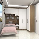 Ver imagem 1 de Quarto de Canto Solteiro com Guarda Roupas Cabeceira e Mesa de Cabeceira Paris Luciane Móveis