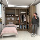 Ver imagem 3 de Quarto de Canto Solteiro com Guarda Roupas Cabeceira e Mesa de Cabeceira Paris Luciane Móveis