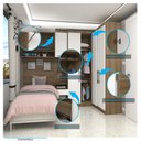 Ver imagem 5 de Quarto de Canto Solteiro com Guarda Roupas Cabeceira e Mesa de Cabeceira Paris Luciane Móveis