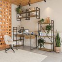 Ver imagem 2 de Conjunto Completo para Escritório 5 Peças com Mesa Escrivaninha Linha Industrial Kappesberg