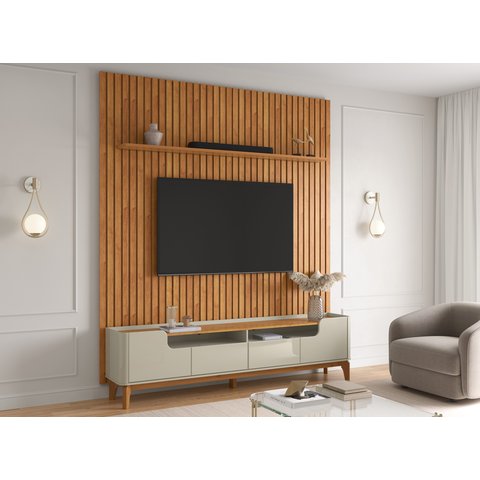 Rack Flip com Painel Supremo 2.2 4 Portas Tv 85 Polegadas - Off White/cinamomo