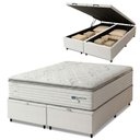 Ver imagem 1 de Cama Box Baú Casal Queen Colchão Molas Guarda Costas com Pillow 158x198x81cm Branco/cinza