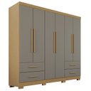 Ver imagem 3 de Guarda-Roupa Casal com Pés 6 Portas 4 Gavetas Texas Premium Cinza/Jequitibá/Granizo