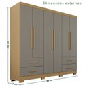 Ver imagem 3 de Guarda-Roupa Casal com Pés 6 Portas 4 Gavetas Texas Premium Cinza/Jequitibá/Granizo