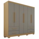 Ver imagem 2 de Guarda-Roupa Casal com Pés 6 Portas 4 Gavetas Texas Premium Cinza/Jequitibá/Granizo