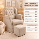 Ver imagem 4 de Poltrona Amamentação em Balanço com Puff em Suede Premium