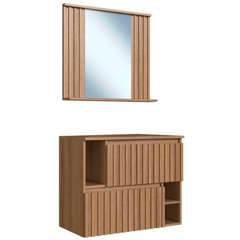 Gabinete Banheiro 75cm para Cuba e Espelheira Tunís Mel F10 - Mpozenato