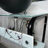 Gabinete de Vidro Lavabo Banheiro Marmorizado Branco 60cm - 4