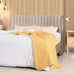 Cabeceira Cama Box Queen 1,60m Estofada Havai Veludo Bege