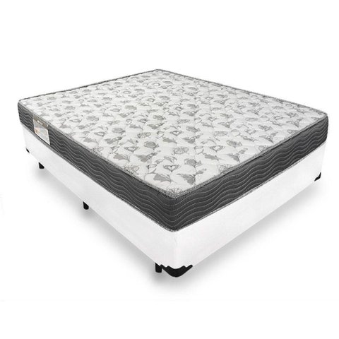 Cama Box Casal + Colchão de Espuma D33 Ortobom Iso 100 59x138x188:branco